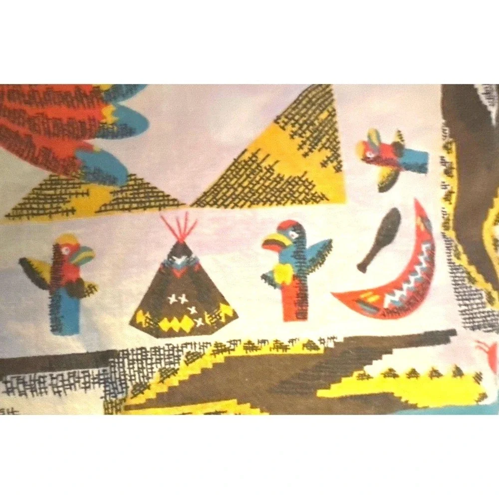 Vintage Bandana Multicolor Excellent Southwestern Thunderbird‎ Western Festival